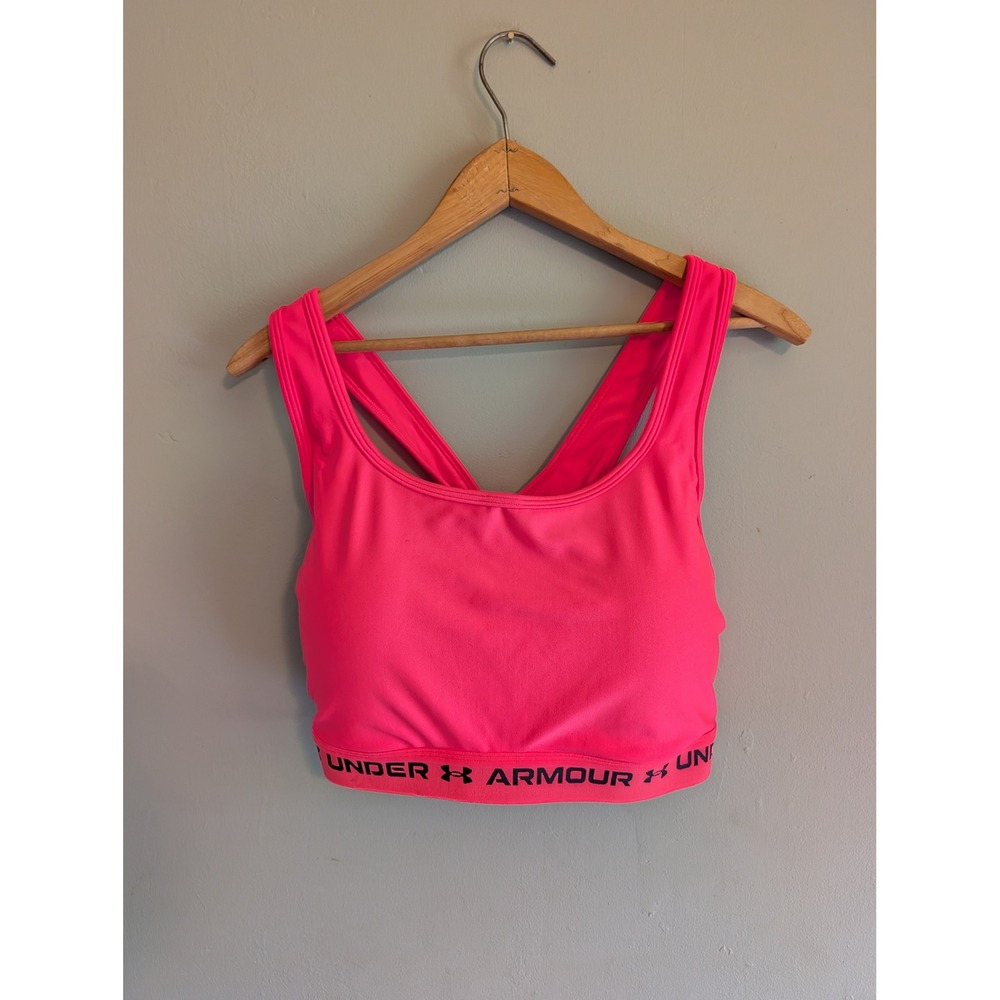 NWT Under Armour Sports Bra Mid Keyhole Neon Pink 3X Plus Size Athletic 306723